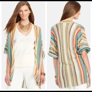 LAUREN RALPH LAUREN Striped Kimono Cardigan Colorful Striped Size PL